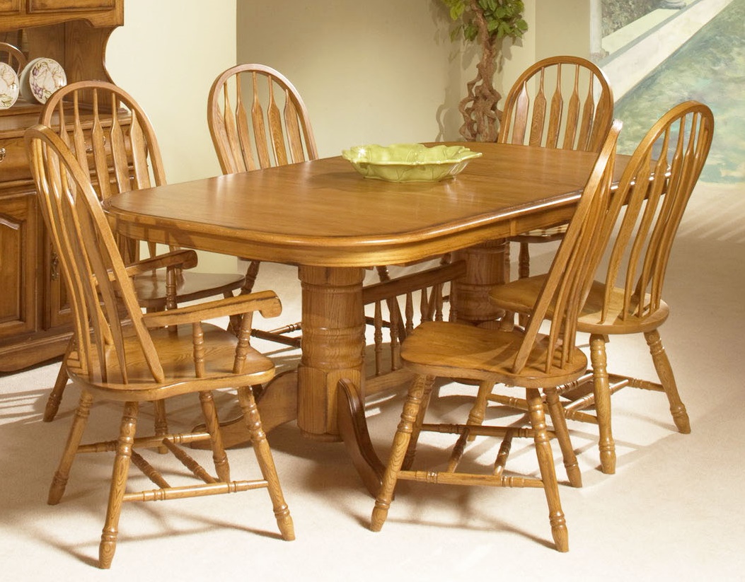 Intercon Furniture Classic Oak 7-Piece Trestle Dining Room Set in Chestnut by Dining Rooms Outlet by Dining Rooms Outlet