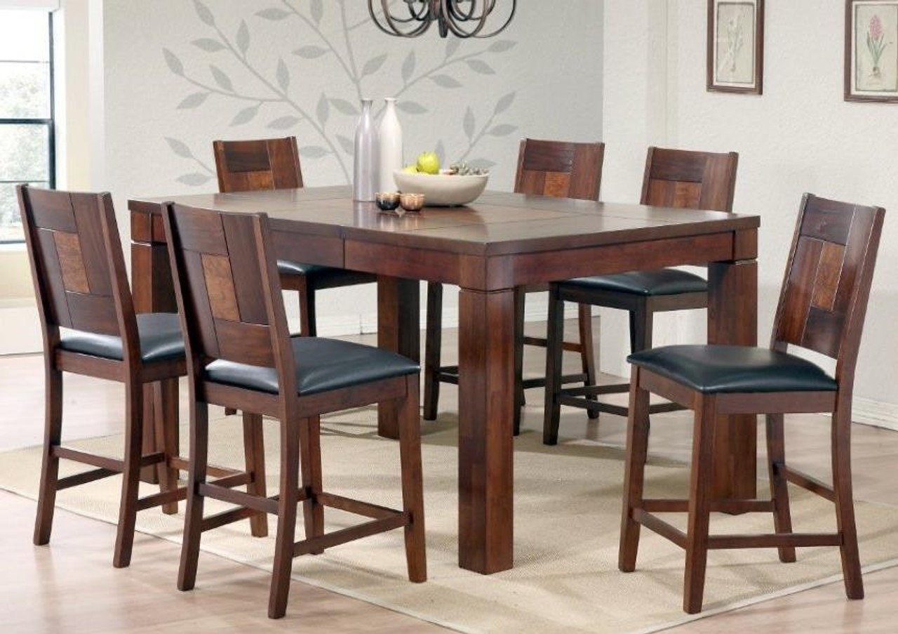 The Walnut Veneer Pub Table and Stools (6) available at Royal Star Furniture serving St. Paul, MN.