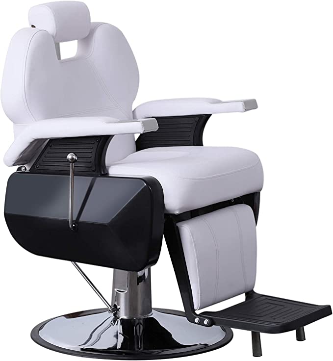 BarberPub Heavy Duty Reclining Barber Chair All Purpose Hydraulic Salon Chair for Barbershop Stylist Tattoo Chair 2687 (White) : Beauty & Personal Care - Amazon.com