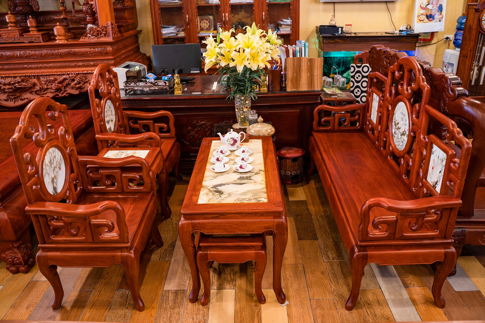 Bộ Bàn Ghế Kiểu Cổ Điển Cho phòng khách đẹp BG340 – Đồ gỗ Hoàng Vân