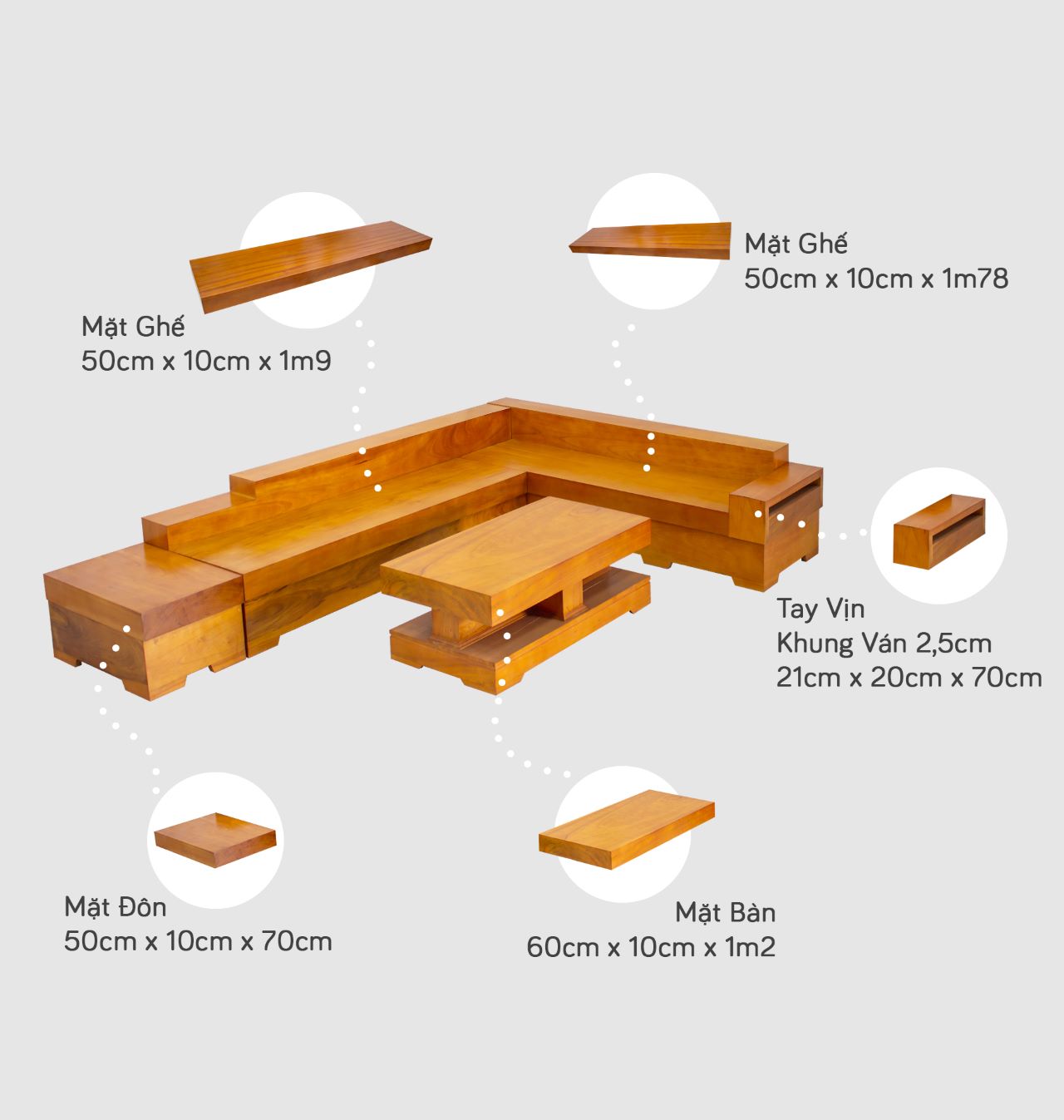 Kích thước bàn ghế gỗ nguyên khối tiêu chuẩn là bao nhiêu?
