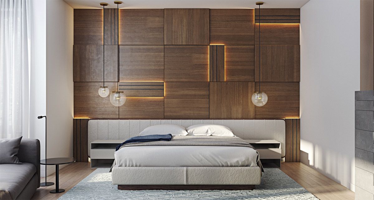Wooden Wall Designs: 30 Striking Bedrooms That Use The Wood Finish Artfully | Bedroom bed design, Modern bedroom design, Modern bedroom