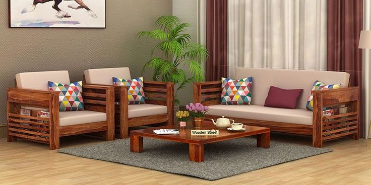 Wooden Sofa Set: Buy Wooden Sofa Set Online in India Upto 55% OFF | Wooden sofa set designs, Sofa design wood, Sofa set designs