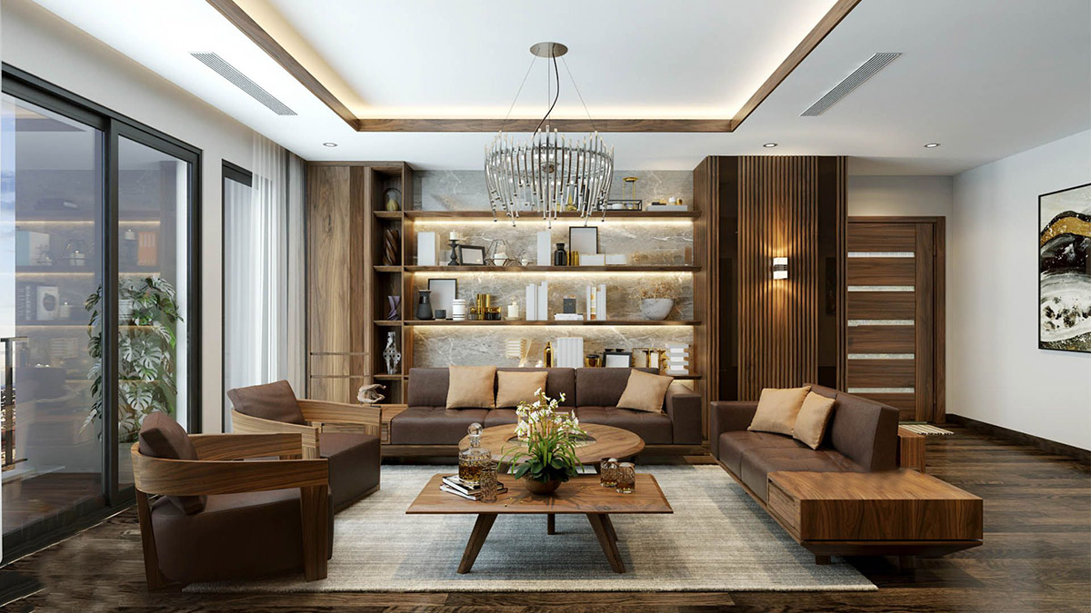 TOP 20+ mẫu ghế sofa gỗ bọc da đẹp sang trọng cho phòng khách