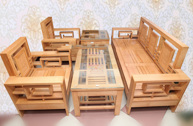 Bàn ghế phòng khách đẹp từ chất liệu gỗ Sồi Nga - Nội Thất Hòa Phát