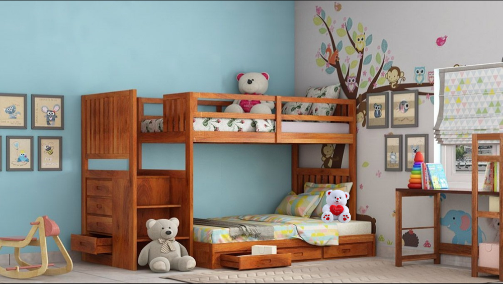 Mahalaxmi Exporter Wooden Cheshire Bunk Bed With Storage For Kids at Rs 45000 in Taranagar