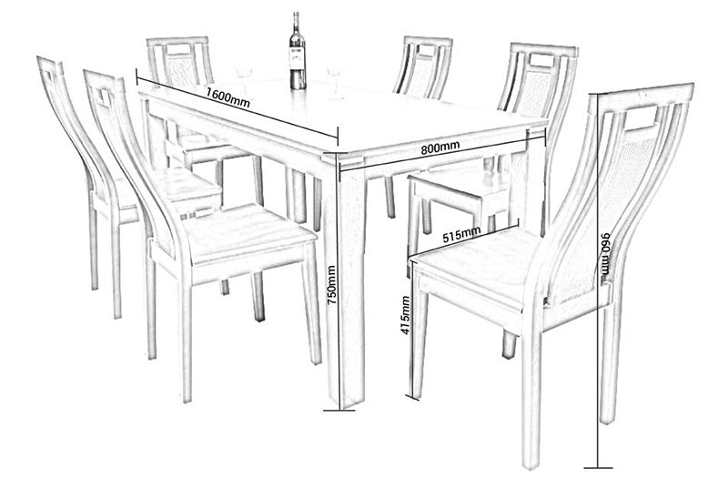 Kích thước bàn ghế ăn tiêu chuẩn chung