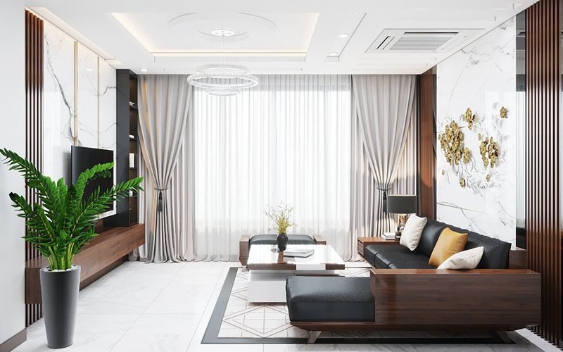 Kích thước phòng khách căn hộ chung cư phổ biến nhất từ 12 đến 25m2. Ảnh sưu tầm