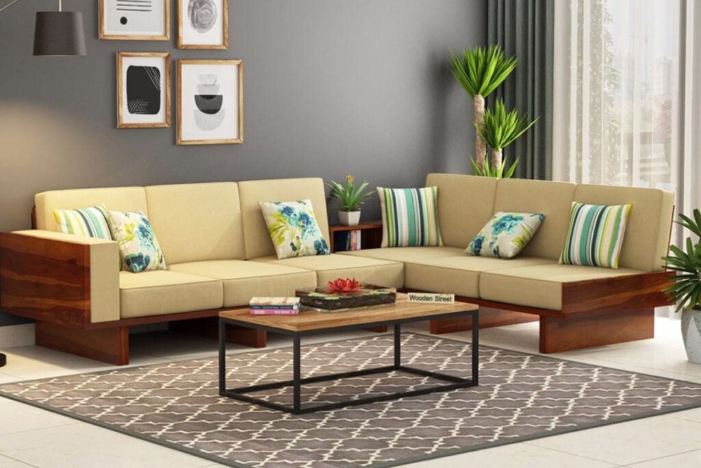 Sofa gỗ sồi tạo cảm giác mới lạ cho phòng khách. (Ảnh sưu tầm)