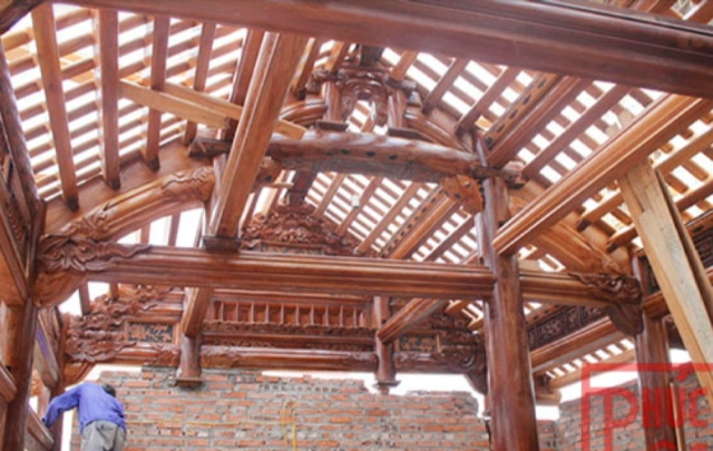 Cấu tạo & kích thước của vì kèo gỗ trong xây dựng nhà gỗ cổ truyền