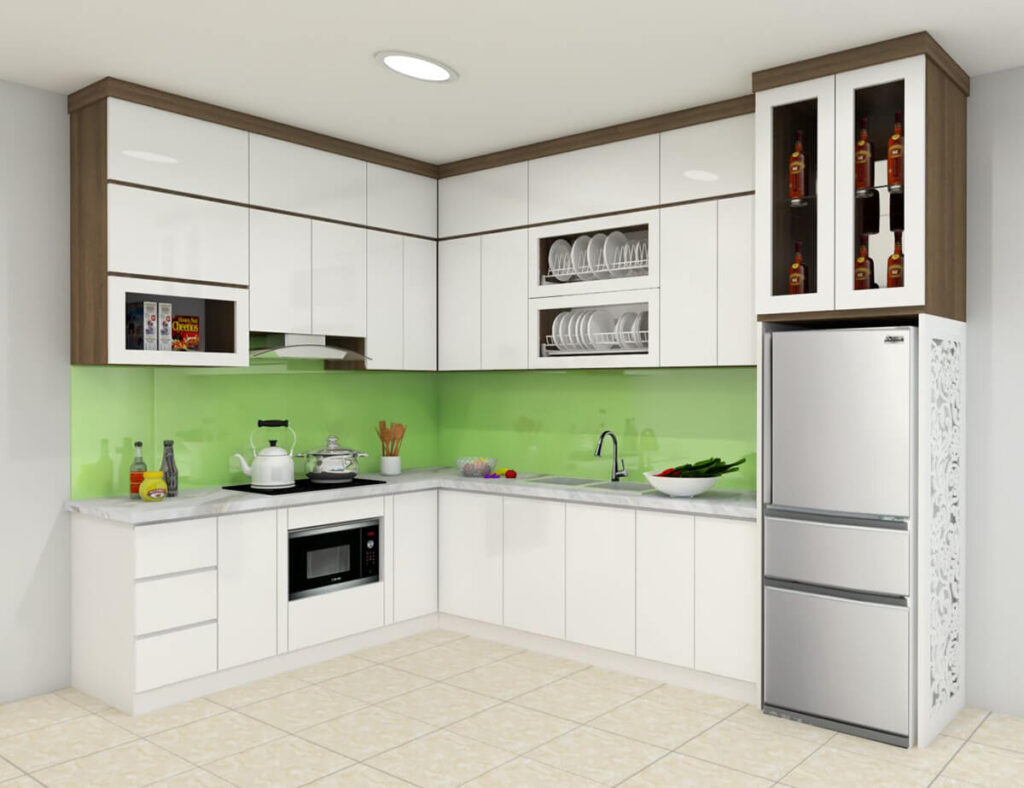 Tủ bếp chữ L là lựa chọn hàng đầu trong thiết kế nội thất phòng bếp có diện tích nhỏ