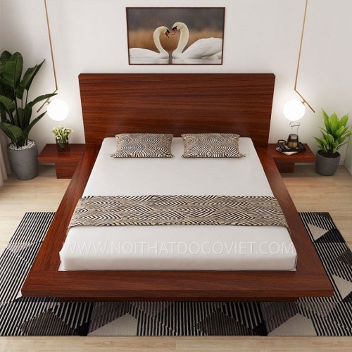 Mẫu giường gỗ xoan đào kiểu Nhật