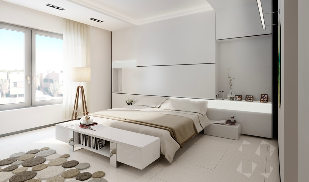Một căn phòng ngủ đơn giản với tone trắng chủ đạo mang lại cảm giác nhẹ nhàng, an yên và thư giãn cho gia chủ
