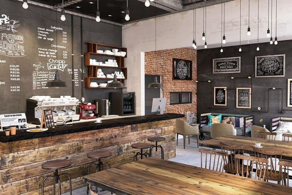Phong cách Rustic rất hợp với không gian quán cà phê
