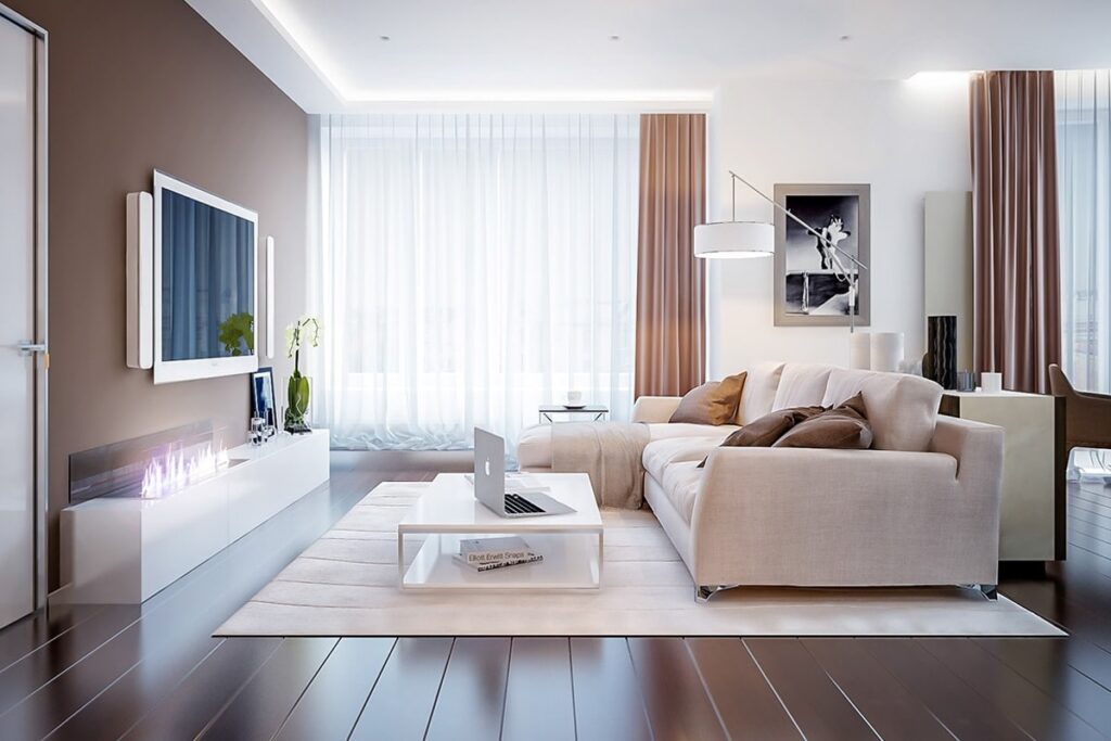 Thiết kế nội thất phòng khách chung cư 70m2 hiện đại. (Ảnh sưu tầm)