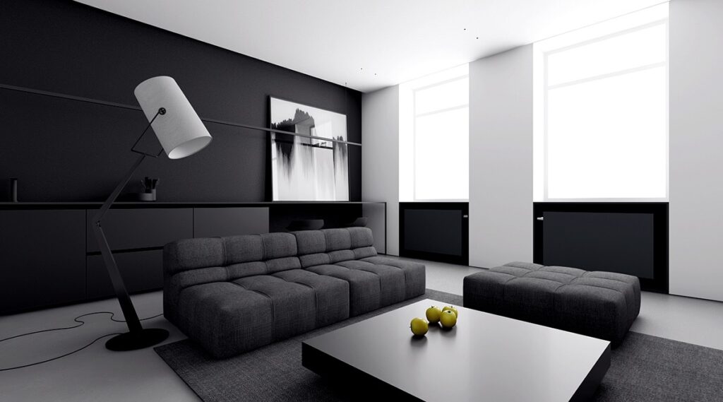 Thiết kế nội thất phòng khách tối giản không để đồ đạc bừa bộn, lung tung trong căn phòng