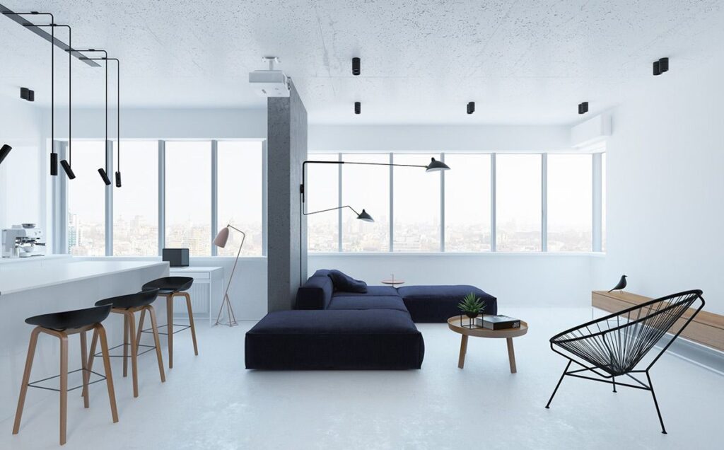 Thiết kế nội thất theo phong cách tối giản phù hợp với các căn hộ có diện tích nhỏ, căn hộ mini hoặc studio