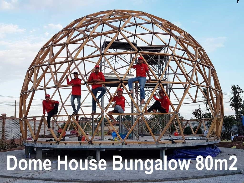 Xây dựng một căn nhà kiểu dome bungalow với diện tích 80m2.