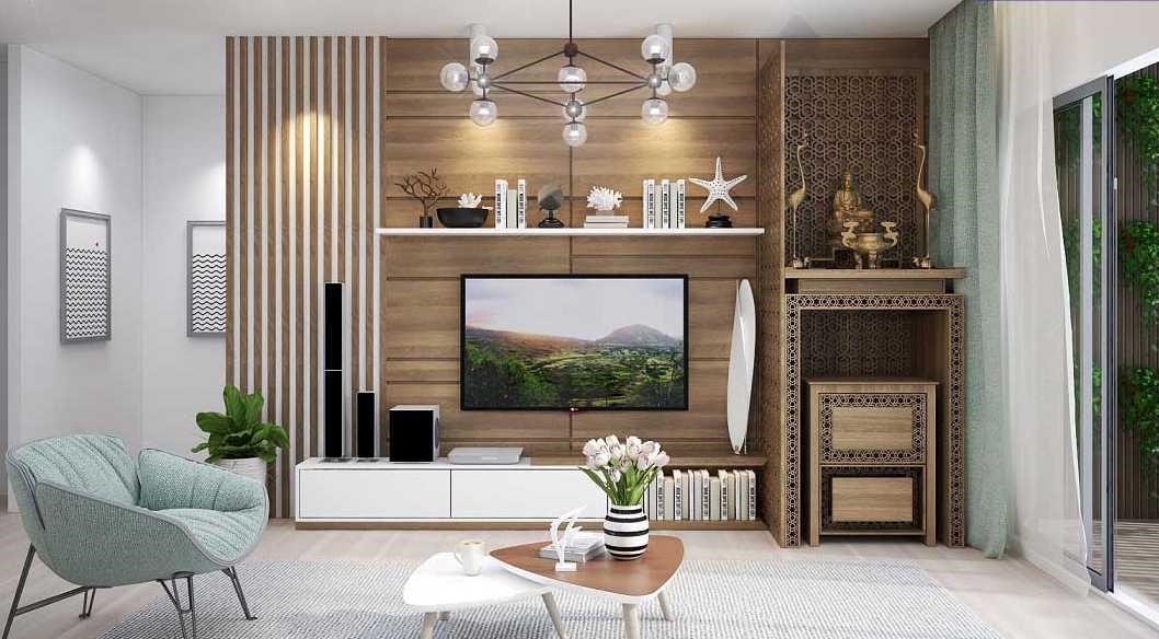 Thiết kế các sản phẩm từ gỗ như ốp vách, kệ và tủ tivi là rất phổ biến và được sử dụng rộng rãi trong nội thất.