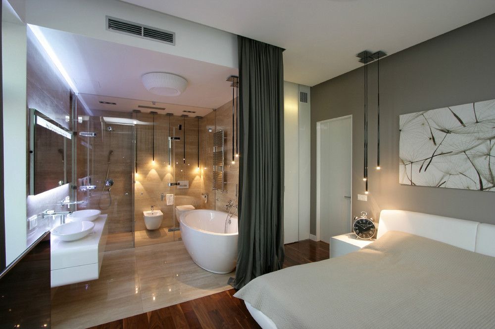 Open plan bathroom | Small apartment bathroom, Open plan bathrooms, Open concept bathroom